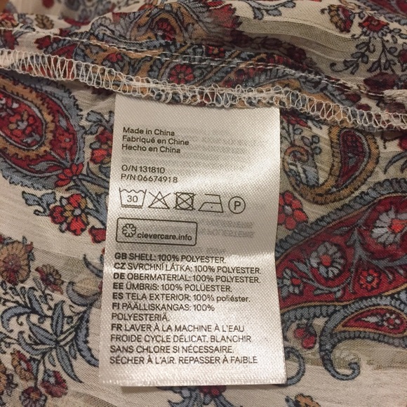 NWT H&M Sheer Blouse with Flowers and Paisley Pattern - Picture 6 of 6